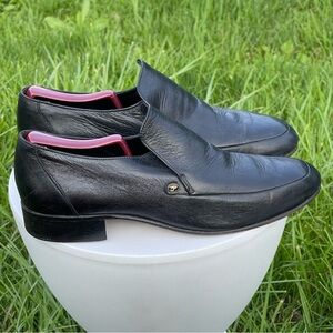 Grenson Footmaster Shoes Mens Size 9 Black Leather Slip-On England Style 7439/01